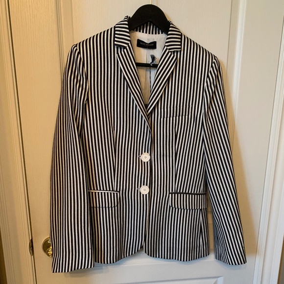 NEW PIAZZA SEMPIONE BLACK & WHITE STRIPED JACKET/BLAZER - SIZE 4 - MADE IN ITALY - Picture 2 of 9